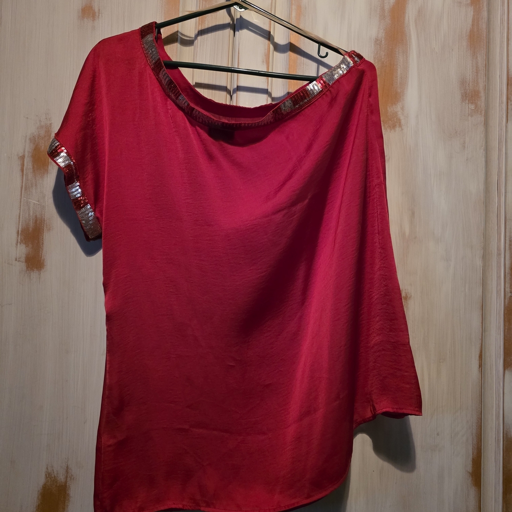 Rue21 Red Blouse with Silver Trim